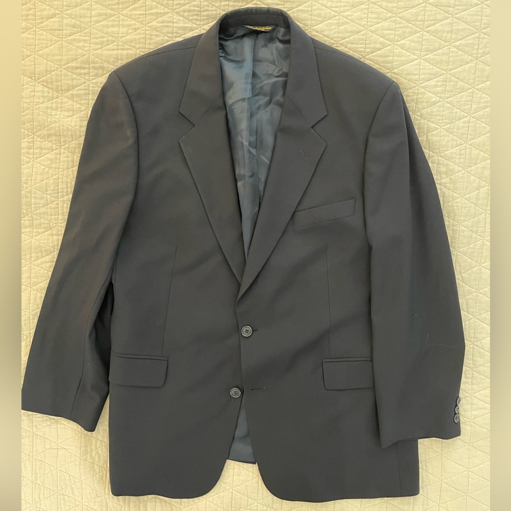 Brooks Brothers BROOKSEASE Stretch Wool Navy Suit Jacket‎ Size 44 R
